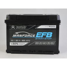 Автомобильный аккумулятор WESTA MANFORCE EFB 6-СТ 63Ah 620A R+ Start-Stop