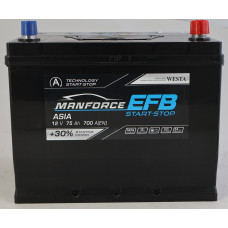 Автомобильный аккумулятор WESTA MANFORCE EFB 6-СТ 75Ah 700A R+ D26 Start-Stop